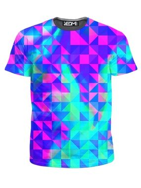 iEDM Neon Geometric Festival Shirt Rave Tee & Shorts Men’s Size M NWT